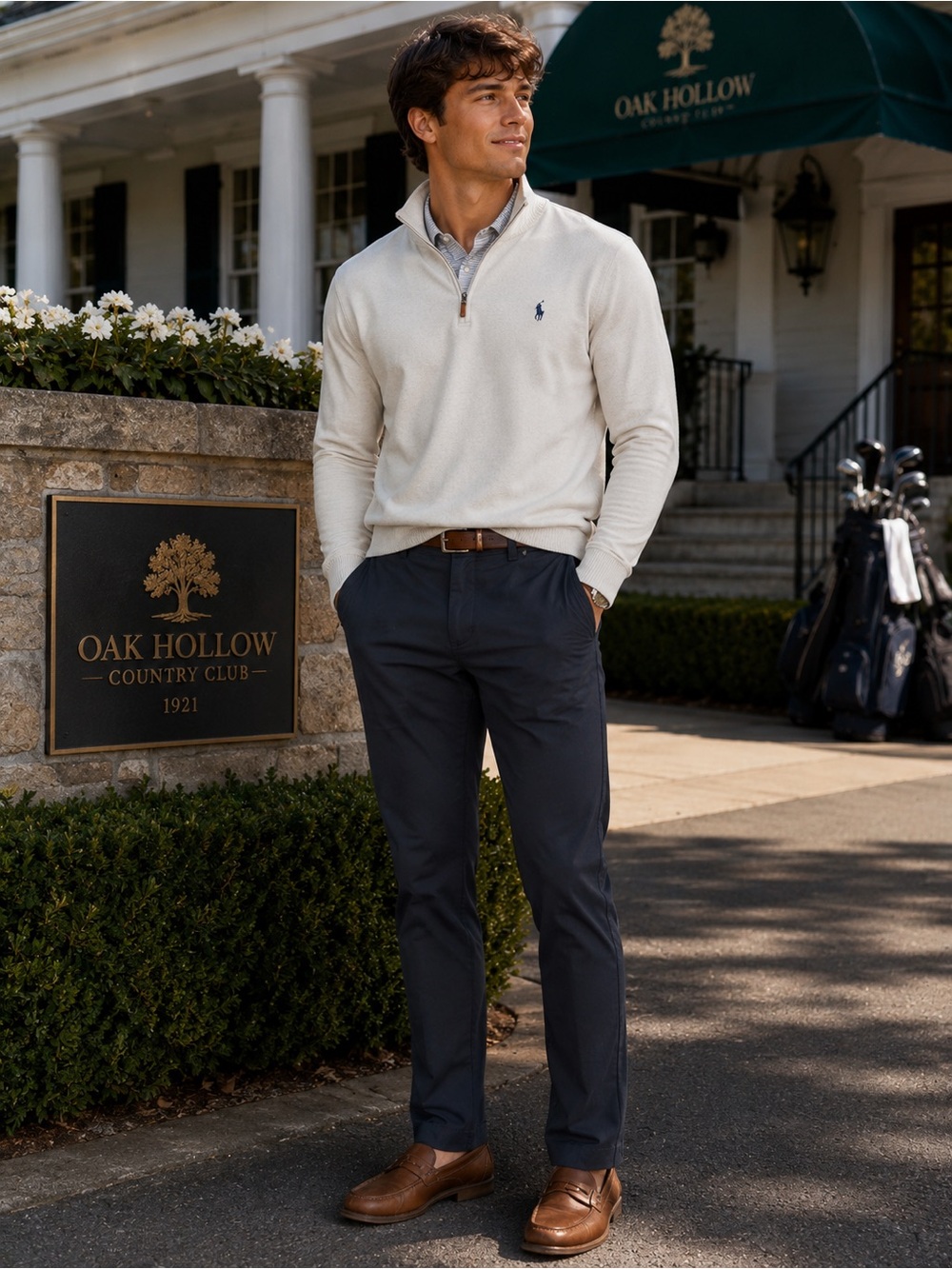 Men's Navy Dress Chinos with Classic Fit